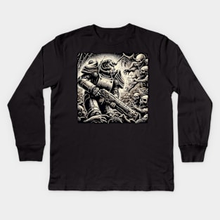Brotherhood of steel versus ghoul Kids Long Sleeve T-Shirt